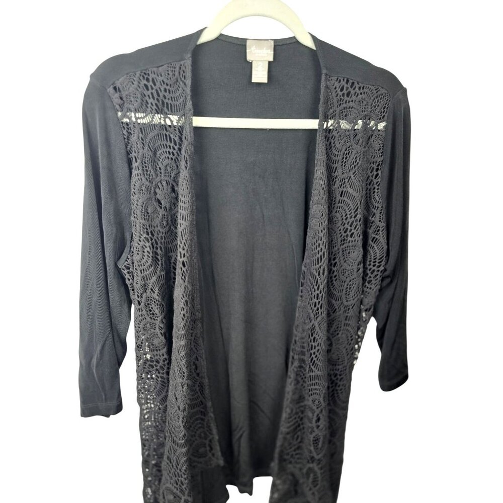 Travelers by Chico's Cardigan With Crochet Front Size 2